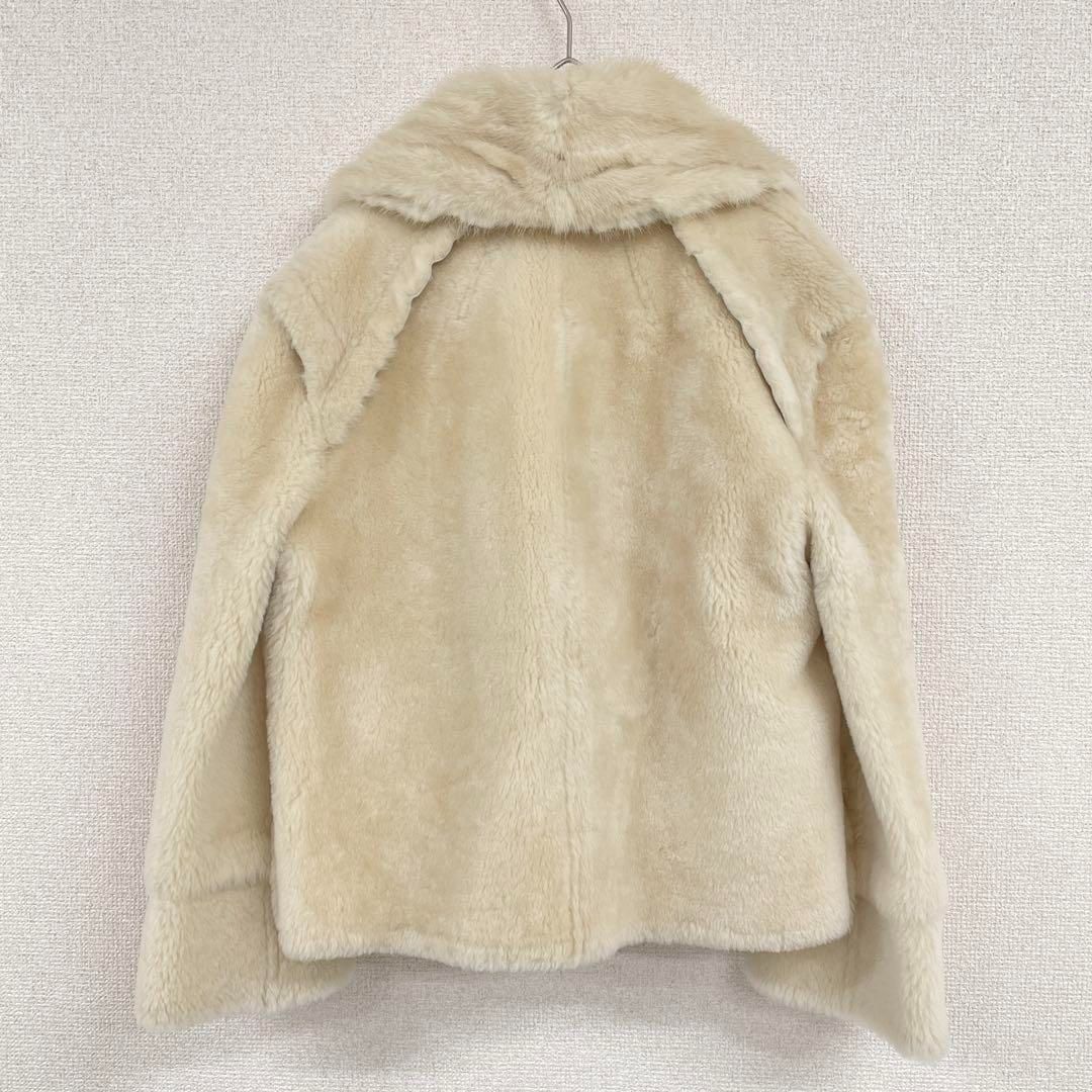 LOUIS VUITTON ルイヴィトン ファーコート ミンクファー ムートンレザー 毛皮 ショート 羊革 アイボリー 36