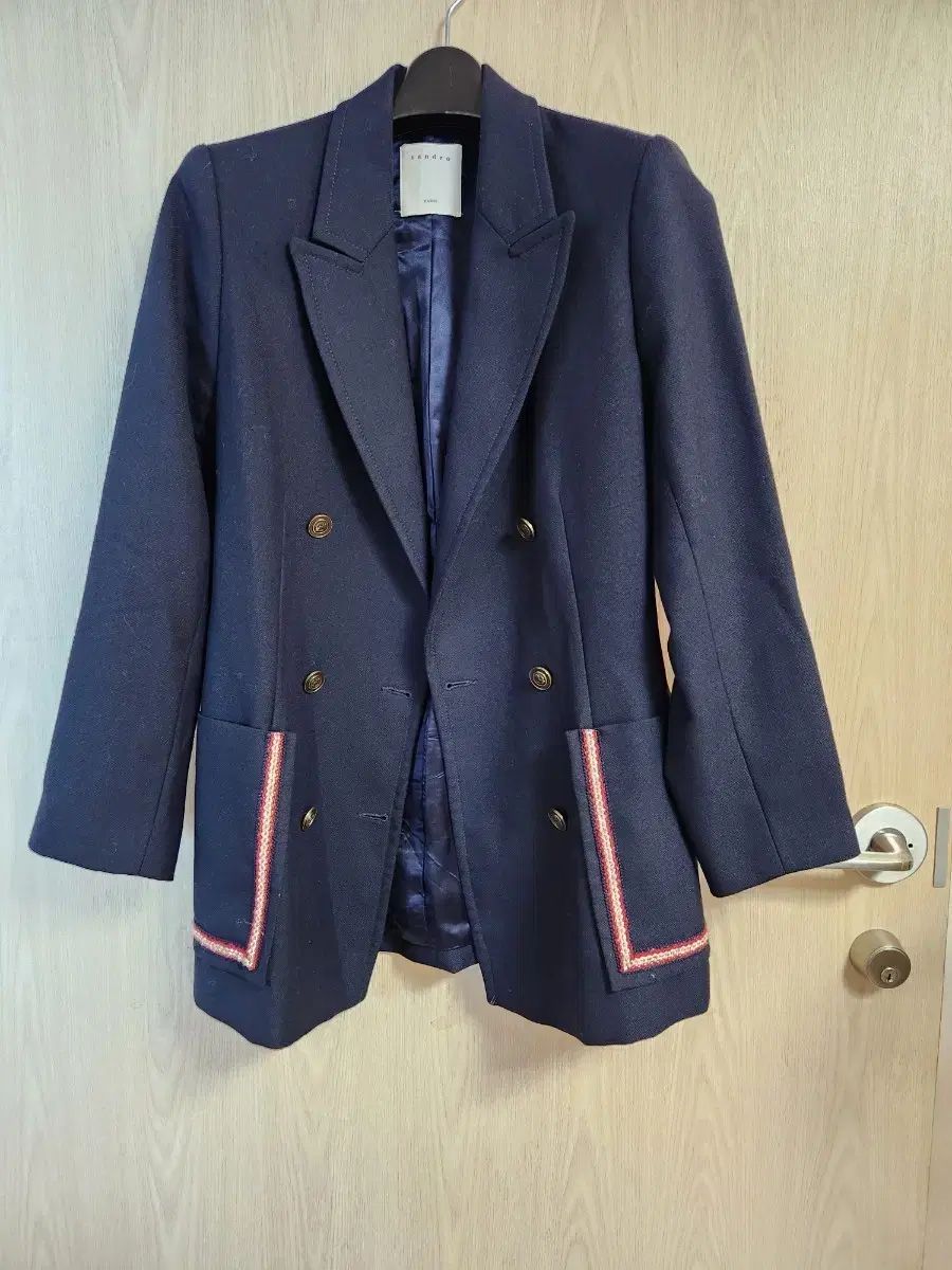 SANDRO サンドロ ネイビー ダブル ボタン ジャケット サイズ 36