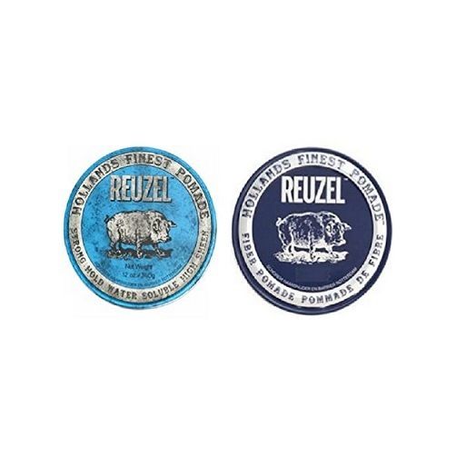 ルーゾー REUZEL ストロングホールド ブルー ポマード HIGH SHINE 340g + ファイバー ポマード ネイビー LOW SHINE 340g セット