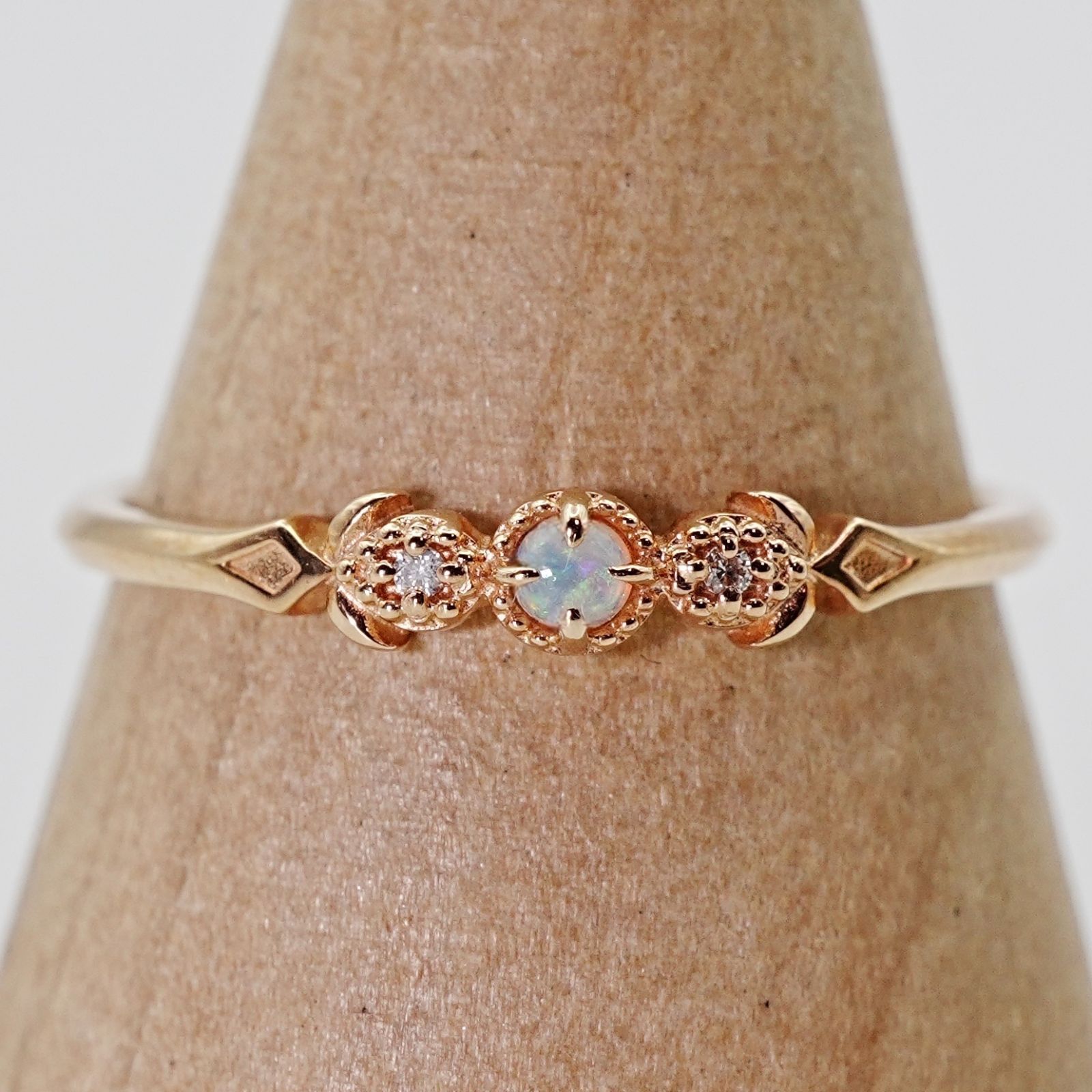 アガット k10 ダイヤリング アガット オパール×ダイヤモンド K10