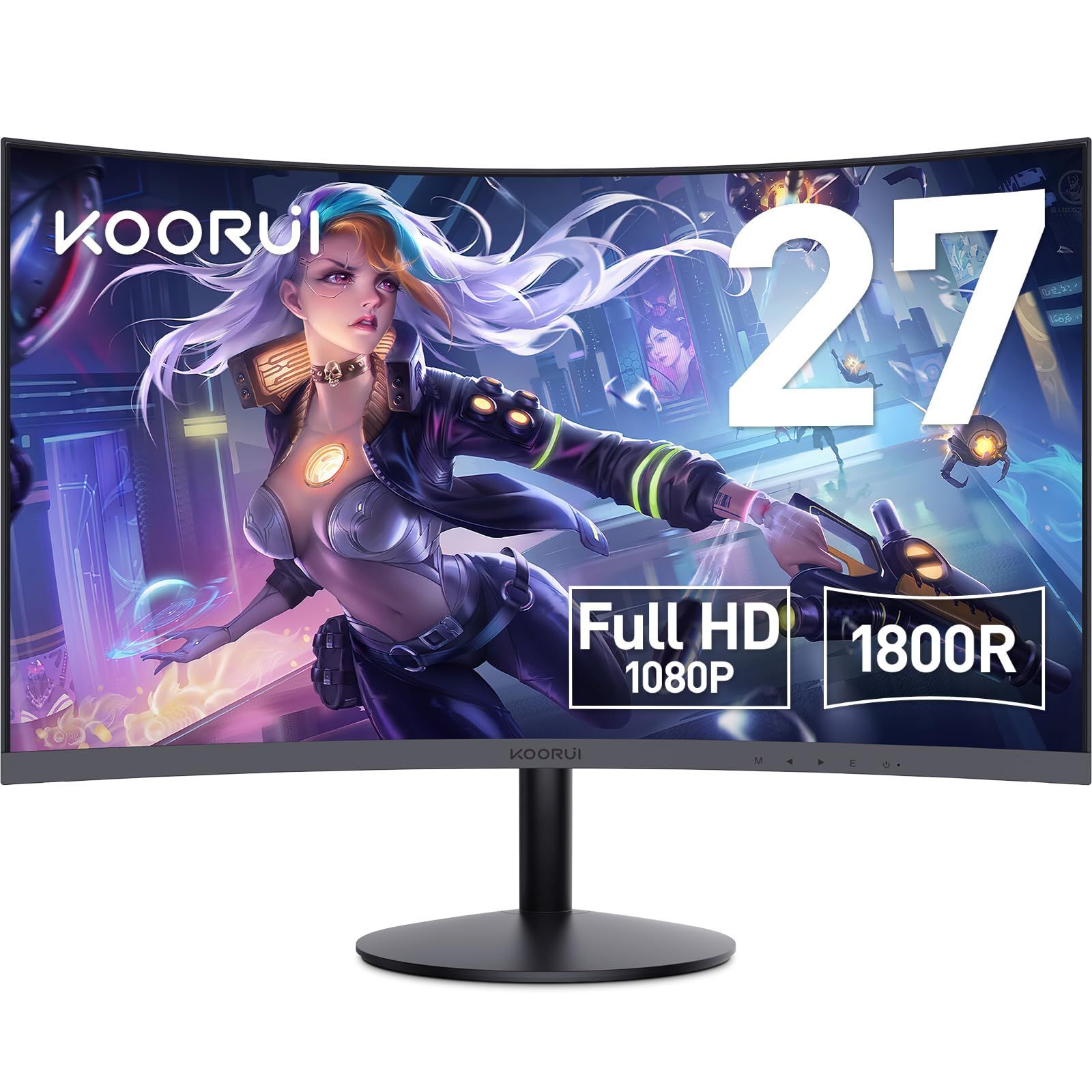 数量限定】モニター 27インチ 75Hz KOORUI 5ms 曲面 モニター VAパネル