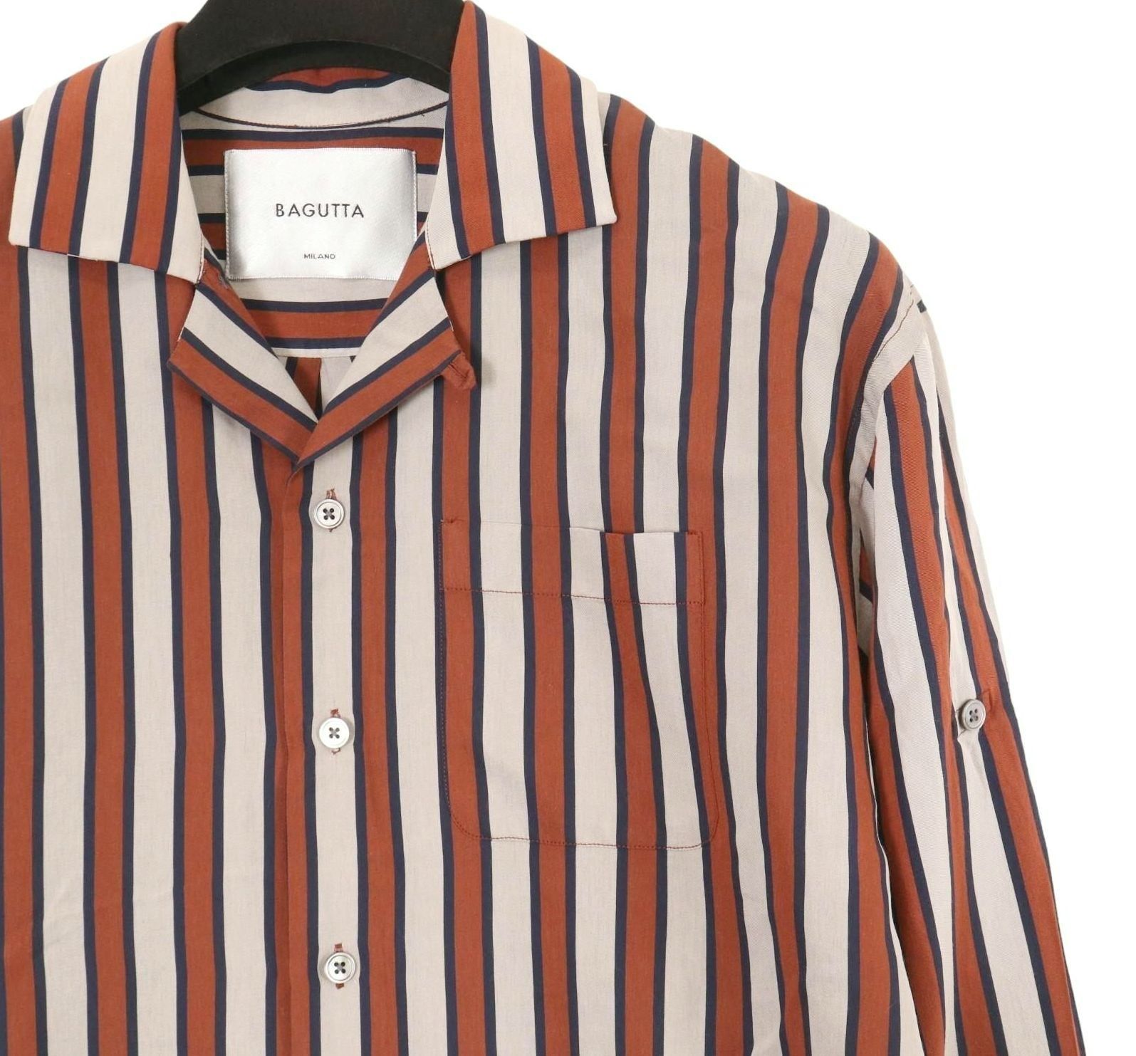 新品 Bagutta ストライプ オープンカラー シャツ BAGUTTA バグッタ ストライプオープンカラーシャツ＊ - メルカリ