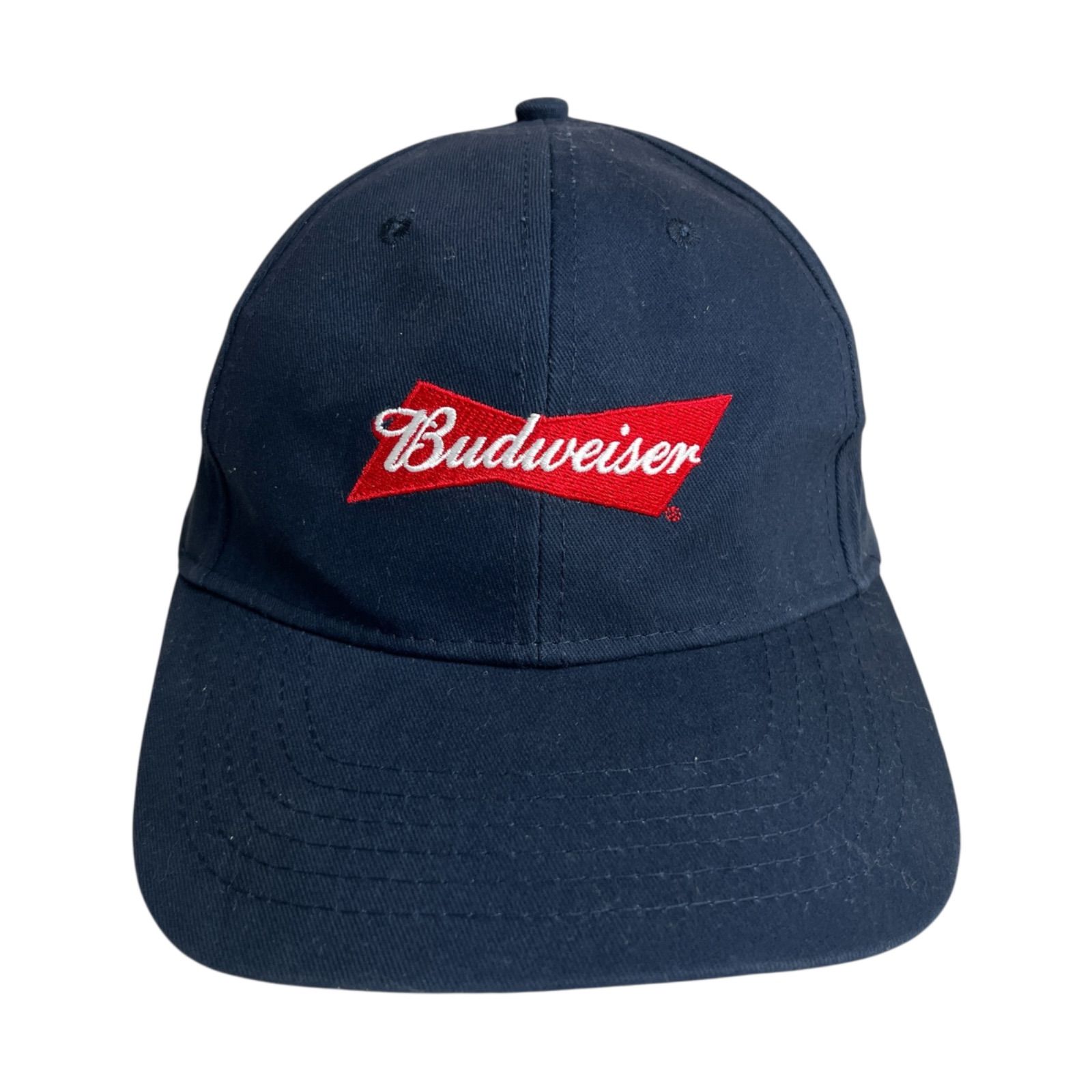 キャップ 帽子 90s BUDWEISER バドワイザー 6パネルキャップ ビンテージキャップ ネイビー 紺色 レッド 赤