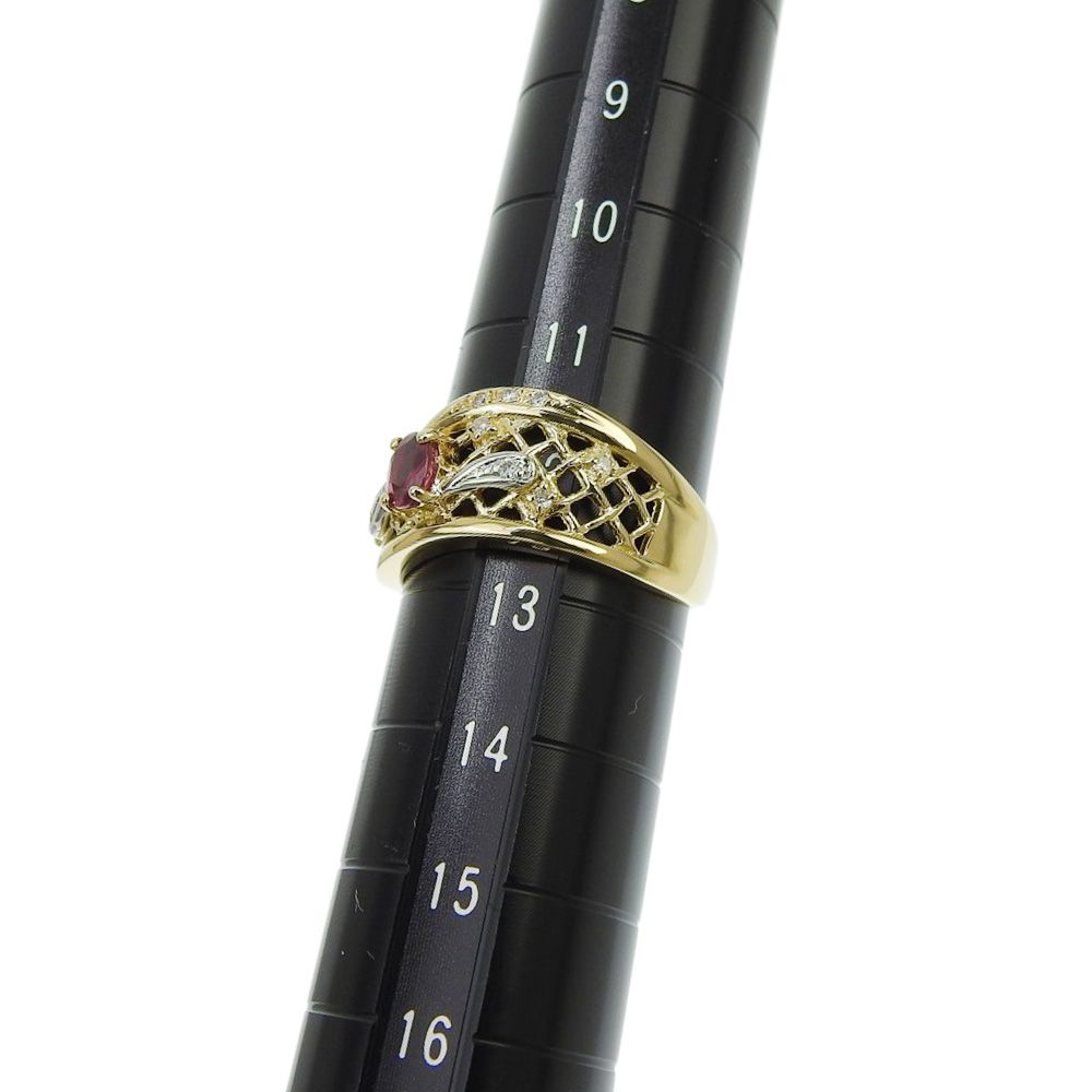 本物保証】 鑑付 新品同様 リング 指輪 約5.5g K18YG Pt900 ルビー  