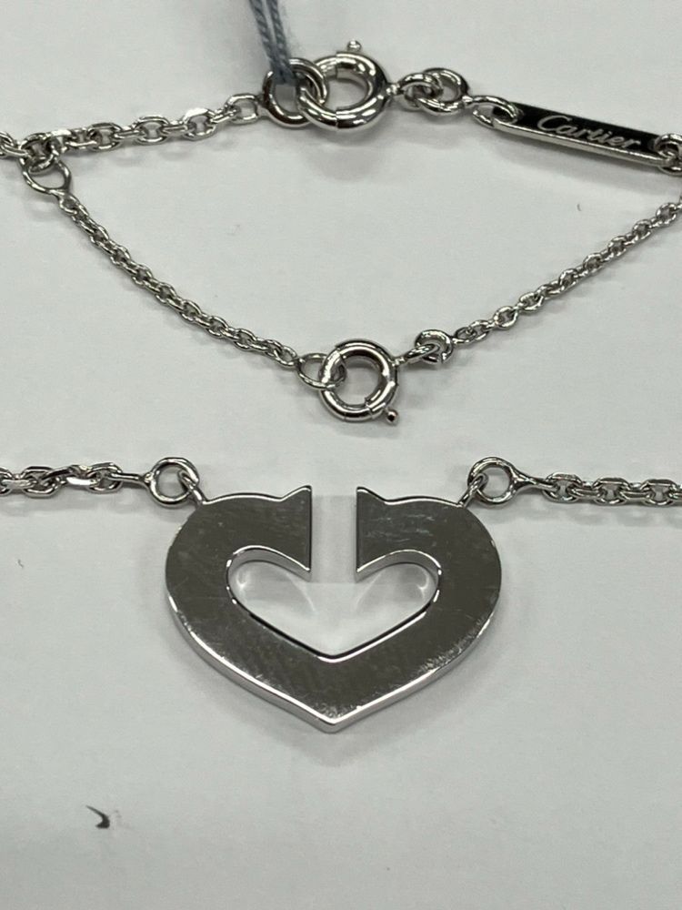 カルティエハート ネックレス 750 K18WG Cartier CARTIER カルティエ ネックレス Cハート 1P ダイヤ 750