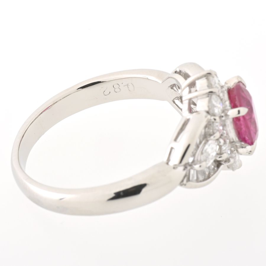 Pt.900 ルビーリング R=1.01ct / D=0.82ct # 14 【中古】 商品番号