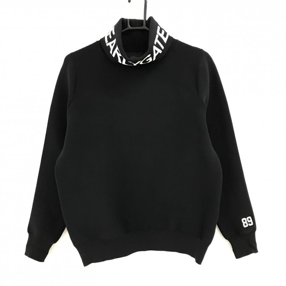 超 パーリーゲイツ タートルネックセーター 黒×白 ネックロゴ ニット レディース 1 M ゴルフウェア PEARLY GATES
