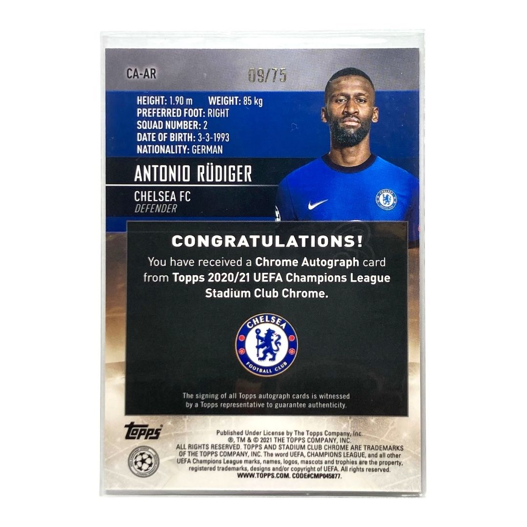 TOPPS サッカーカード STADIUM CLUB CHROME ANTONIO RUDIGER CHELSEA 09/75 #CA-AR 送料無料 中古 IT2 TOPPS サッカーカード STADIUM CLUB CHROME ANTONIO RUDIGER