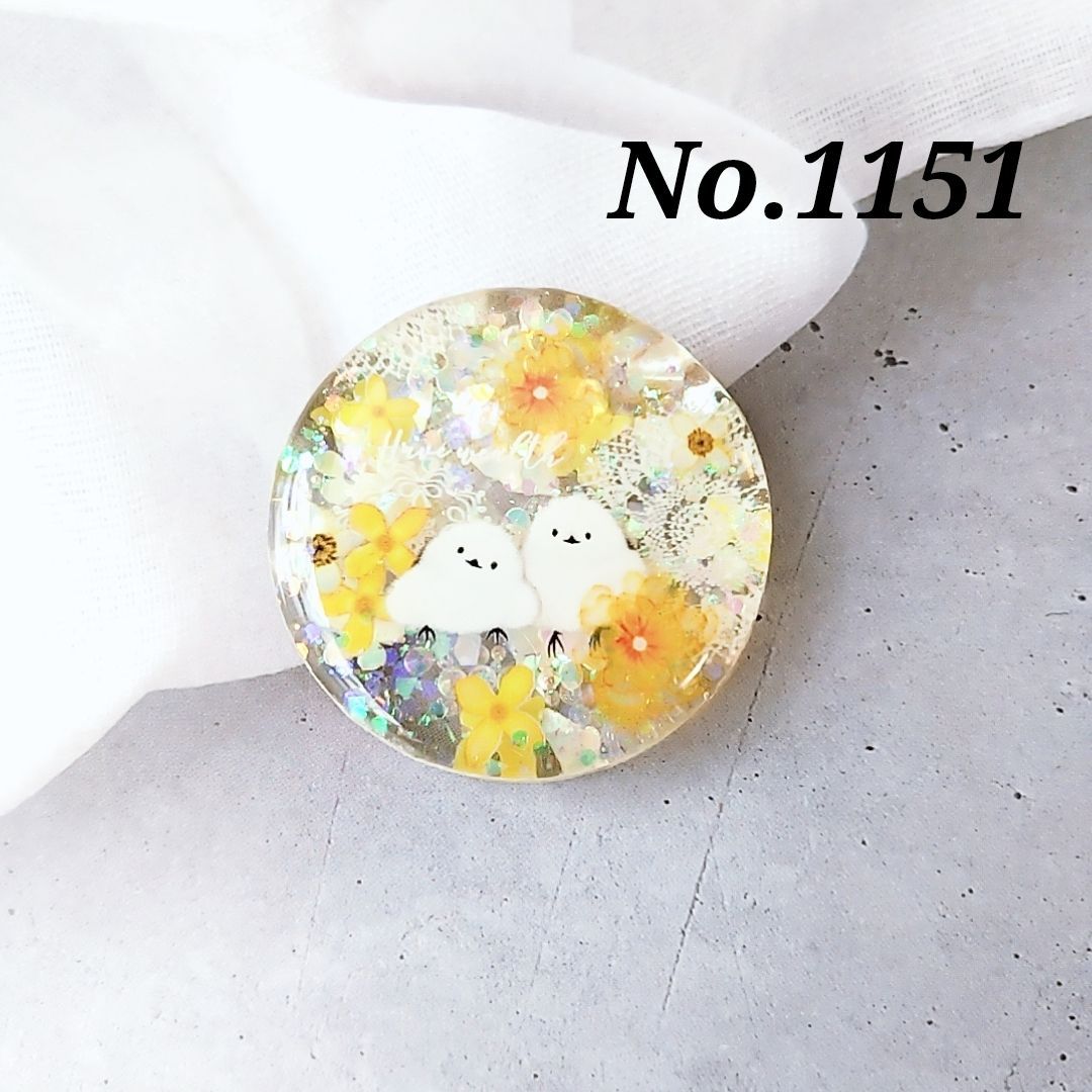 ハンドメイド レジン お花 ヘアゴム ポニーフック ブローチ no.97 m-5