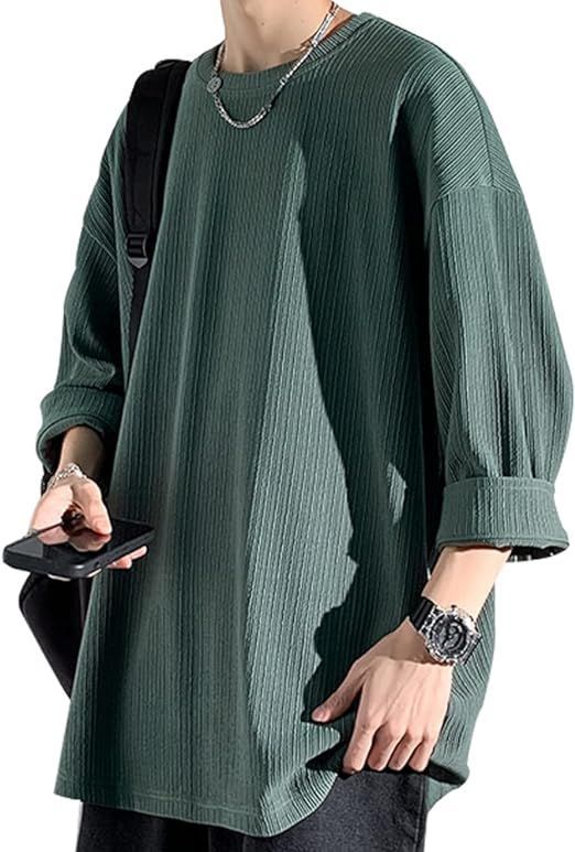 【在庫処分】[Poperdision] 七分袖 Tシャツ メンズ 夏服 メンズ おしゃれ トップス 人気 無地 大きいサイズ シンプル オシャレ ゆったり 柔らかい肌触り 涼しい 快適 ファッション ビッグ シルエット かっこいい 春夏秋