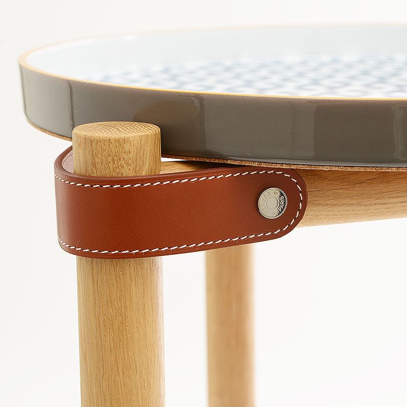 エルメス サイドテーブル 組み立て式 ブルー/ホワイト 陶器/ウッド