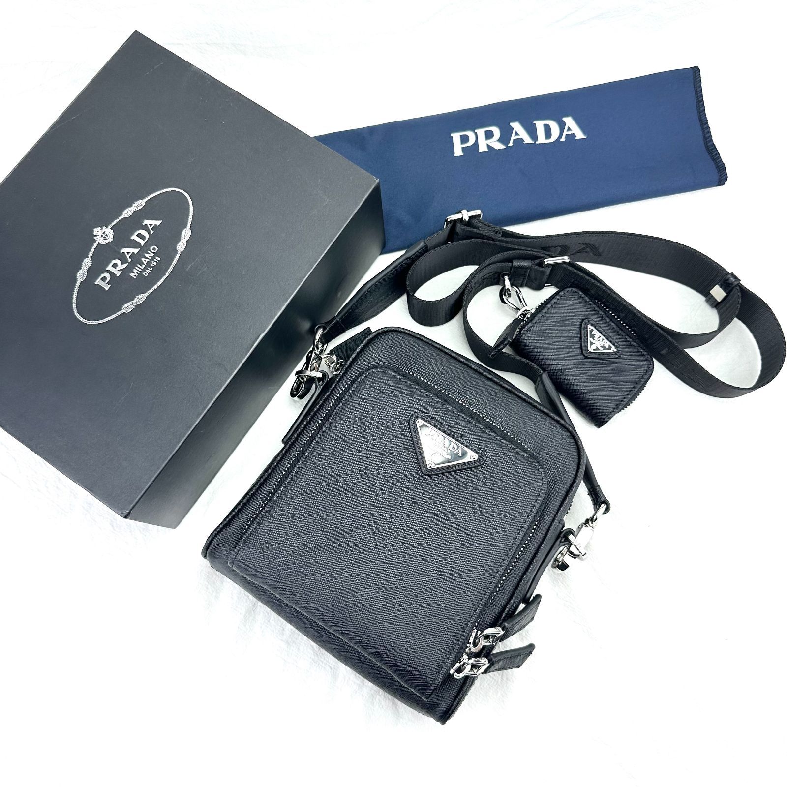 【美品/箱付き】PRADA メンズ メッセンジャーバッグ カメラバッグ