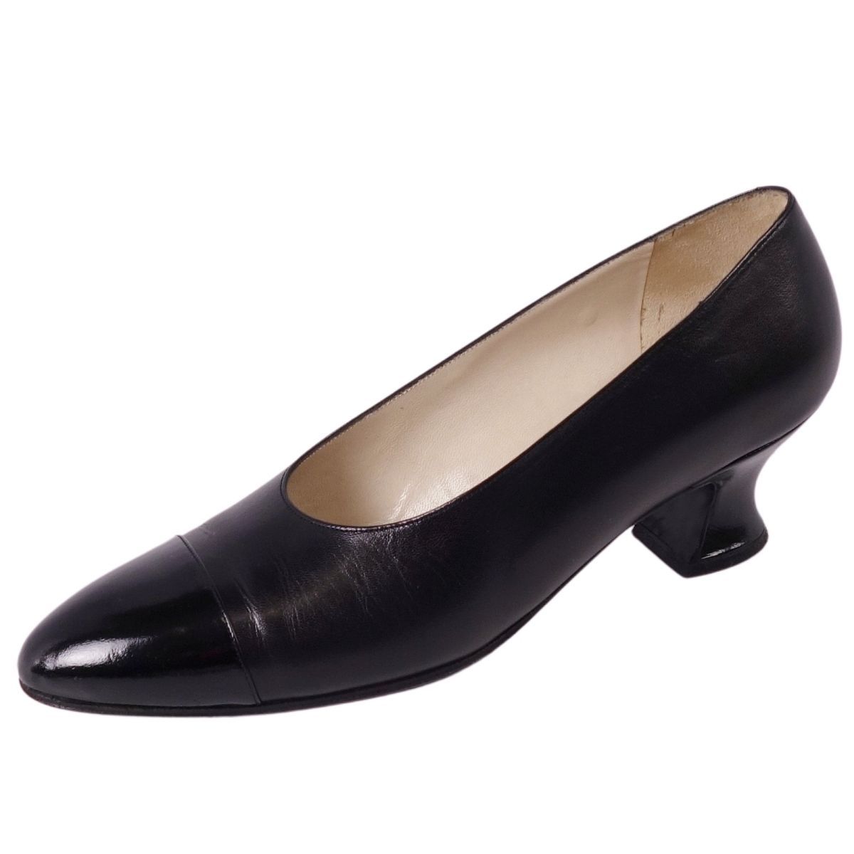 美品 Vintage シャネル CHANEL パンプス レザー ヒール シューズ