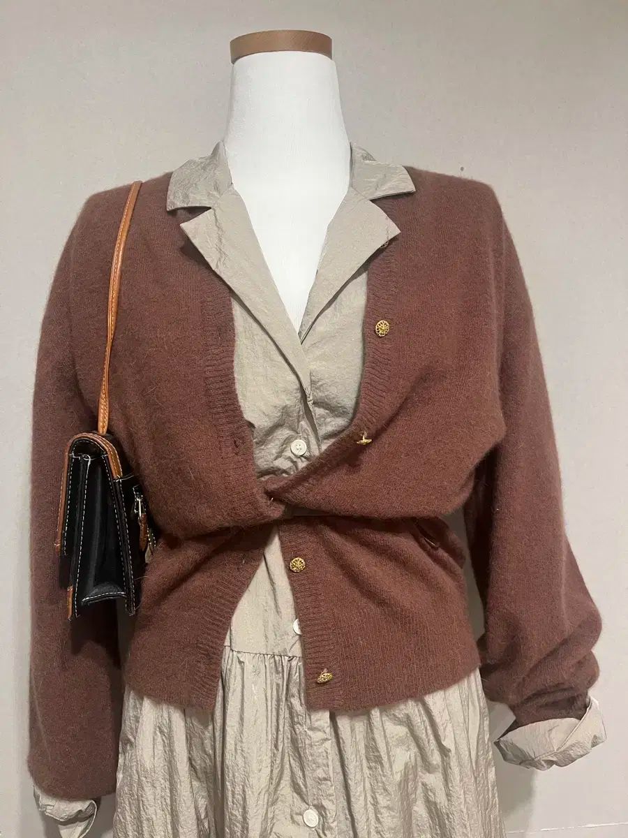 カシミヤ 100 カーディガン チョコレート