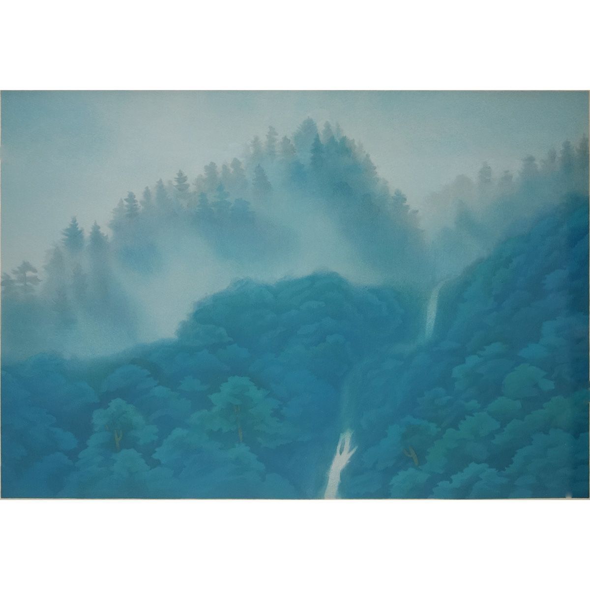 版画 東山魁夷 「青山朝霧」 リトグラフ 額付き 生前の作品 風景