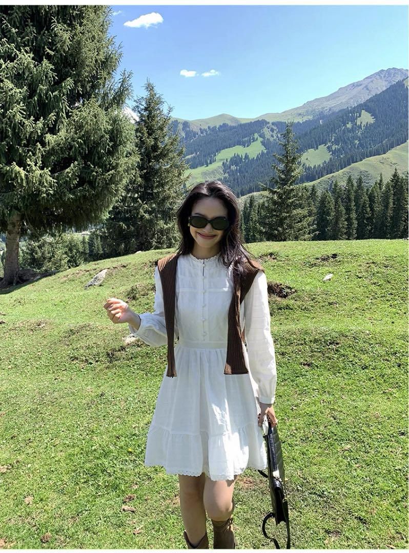 韓国風ふわ可愛いレースドレス