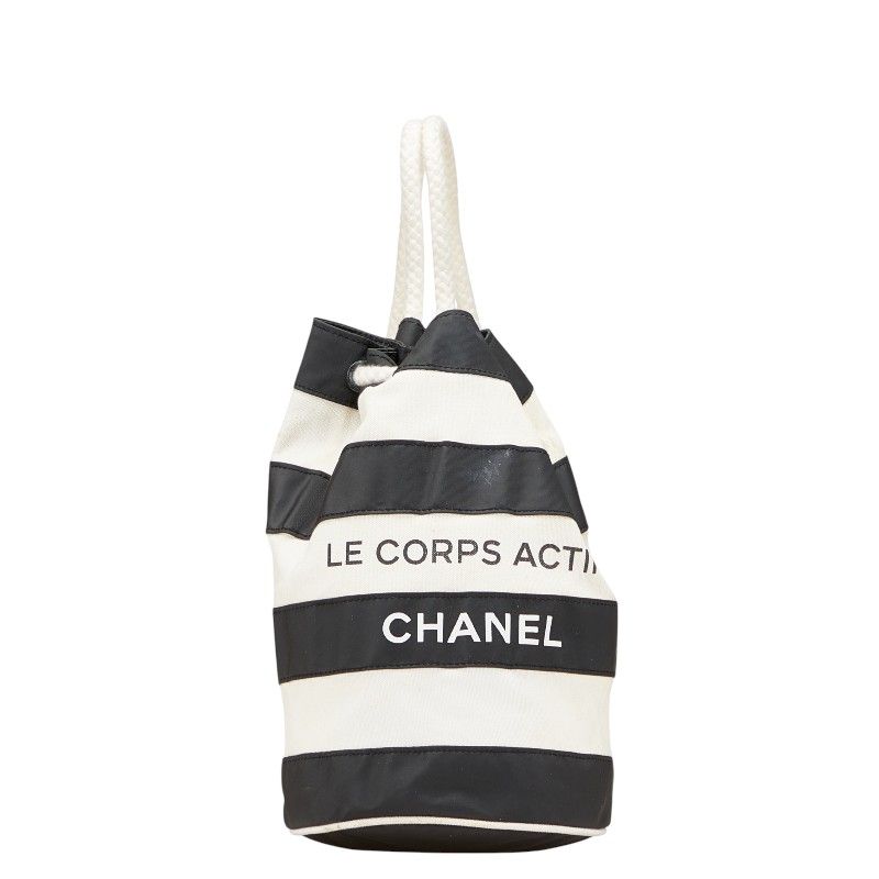 CHANEL シャネル ノベルティ ショルダー 巾着型 シャネル ノベルティ ロゴ ショルダーバッグ 巾着バッグ ホワイト
