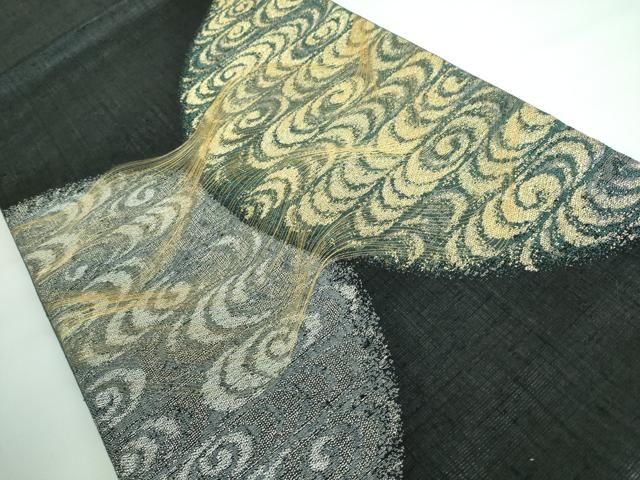 平和屋本店□極上 名門 しょうざん 生紬 紙屋川伝承 絹漉貴 太鼓柄袋帯  