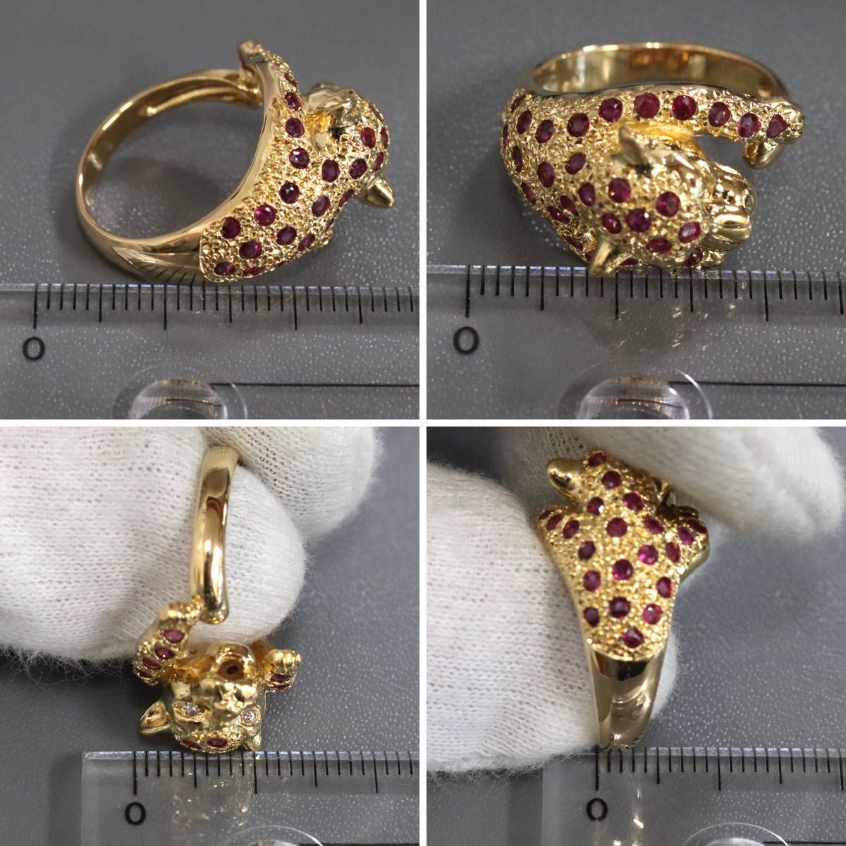 K18 ピアス パンサー　ルビー　ダイヤ K18ルビーダイヤモンドリング パンサーモチーフ 7.3g #12 リング