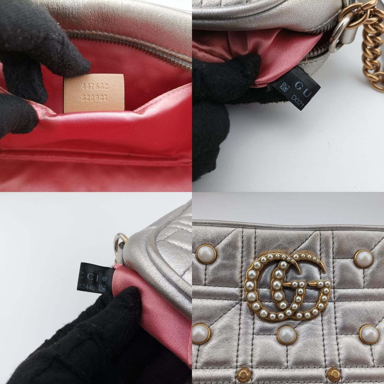 グッチGucciGGマーモントシルバーレザー447632D021162440