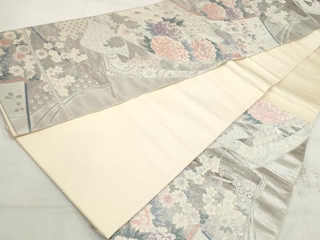 蔵】R7厳選逸品☆正絹プラチナ箔九百錦 正倉院唐花文