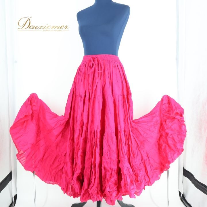 ベリーダンス 衣装 ジプシースカート スカート Garam garam ピンク系 ショッキングピンク 25ヤード ガラムガラム 発表会 イベント 舞台 フリル スカートロング ボリューム かわいい 女性用 ショッキング系 コスチューム 可愛い系