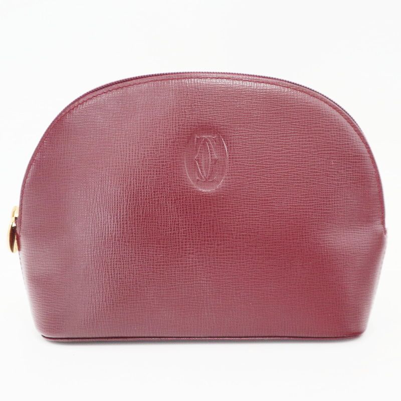 Cartier カルティエ マストライン レザ― メイクポーチ 小物入れ ボルドー K10-k050