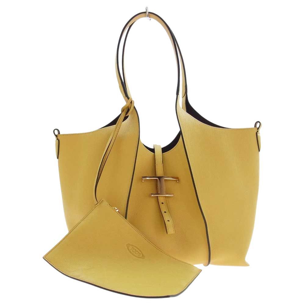 【TOD'S】ハンドバッグ　Tタイムレス　イエロー【新品未使用】 TOD'S トッズ ハンドバッグ Tタイムレス レザー ショッピング バッグ