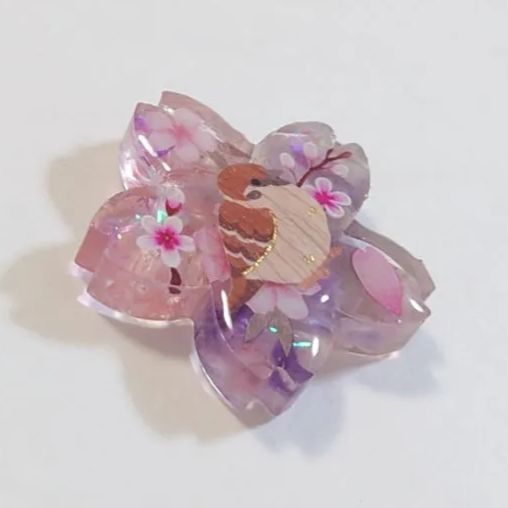 すずめちゃん♥桜の天然石レジンアクセサリー✨️ すずめ