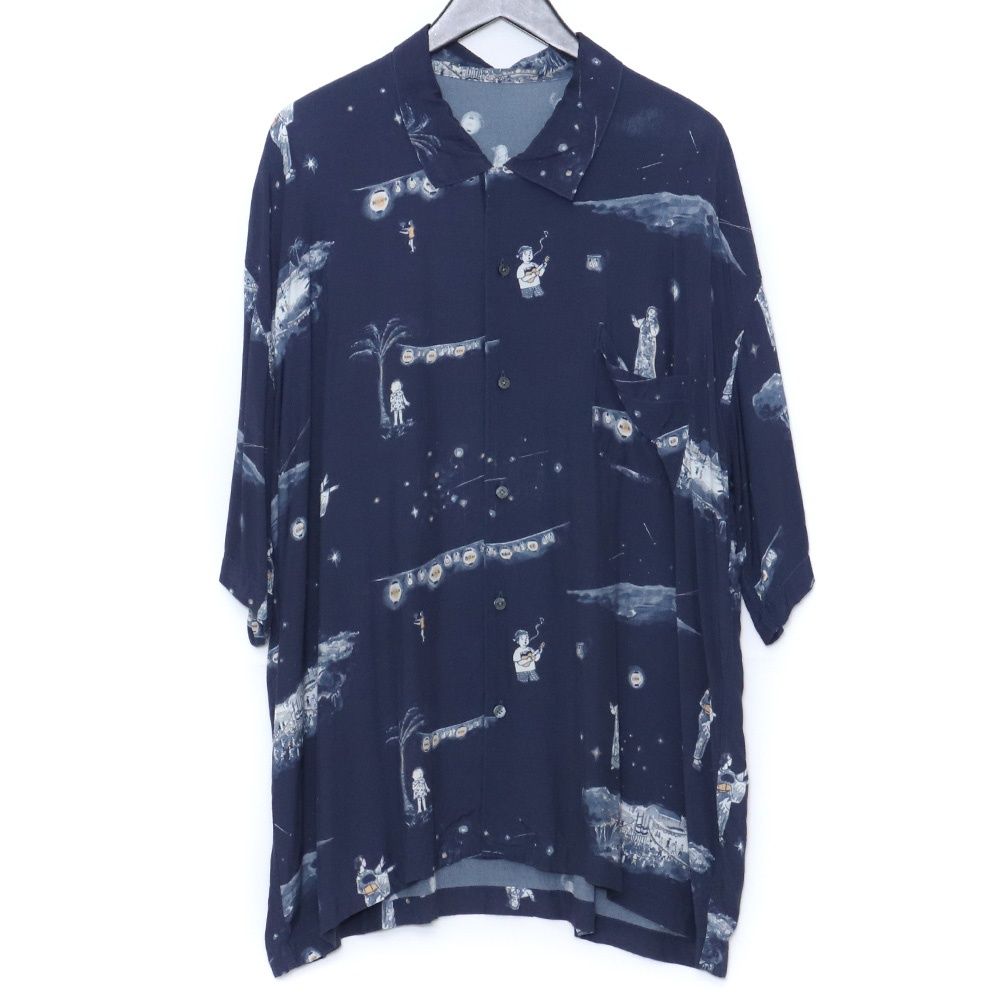 PORTER CLASSIC BON DANCE ALOHA SHIRT Lサイズ ネイビー