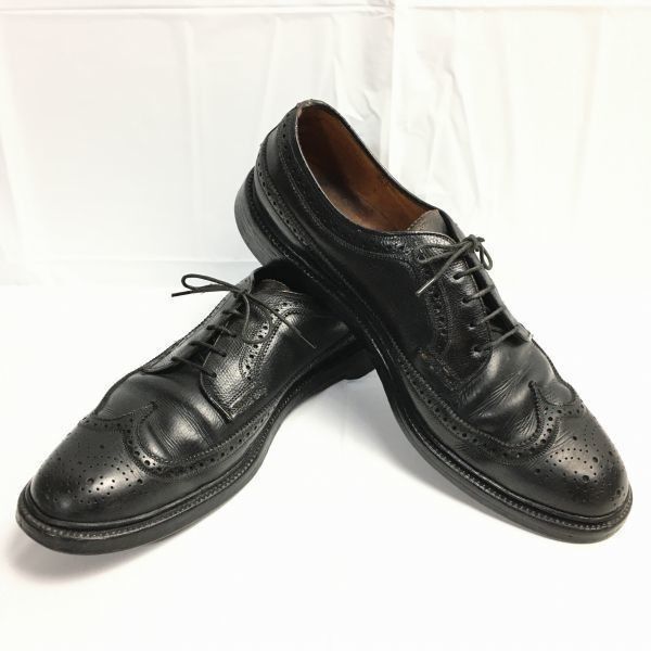 交換OK 1963年製? フローシャイム ケンムール ロングウイングチップシューズ 黒|BLACK 26.0-26.5-27.0 Vintage インペリアル|メンズ 菅NO.ZE-60<sale>