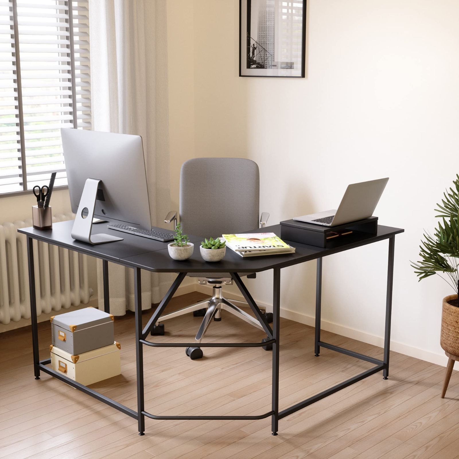 在庫処分 字型 PCデスク モニター台 ゲーミングデスク 在宅ワーク 幅130cm ワークデスク パソコンデスク 机 オフィスデスク L字デスク 在宅勤務 HOME リモートワーク DOMY ブラック