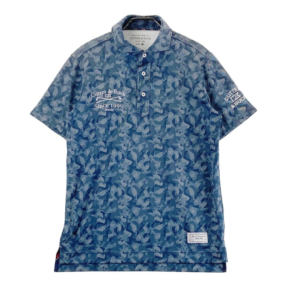 【人気セール，100%新品】 サイズ：M CUTTERu0026BUCK カッターアンドバック  半袖ポロシャツ 総柄 ネイビー系 [240101438867] ゴルフウェア メンズ ストスト シャツ