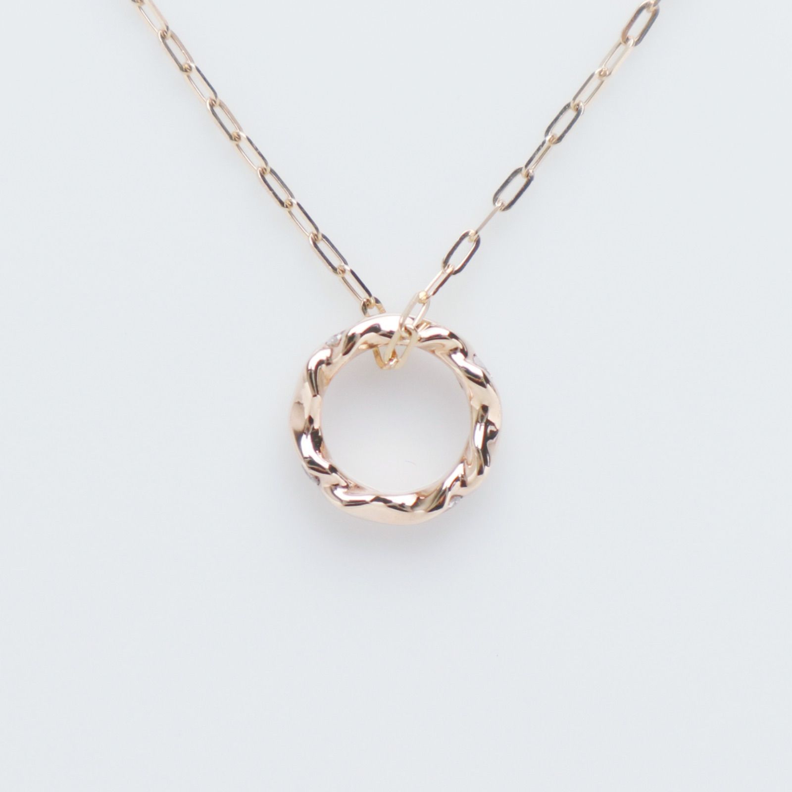 アガット K10 ダイヤモンド ネックレス サークル 三日月 完売 美品