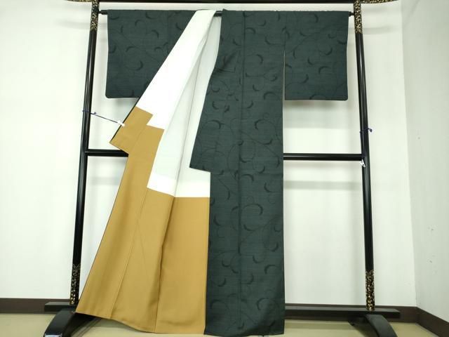 平和屋着物▽本塩沢 単衣 花唐草文 正絹 逸品 DAAV9853sf 平和屋