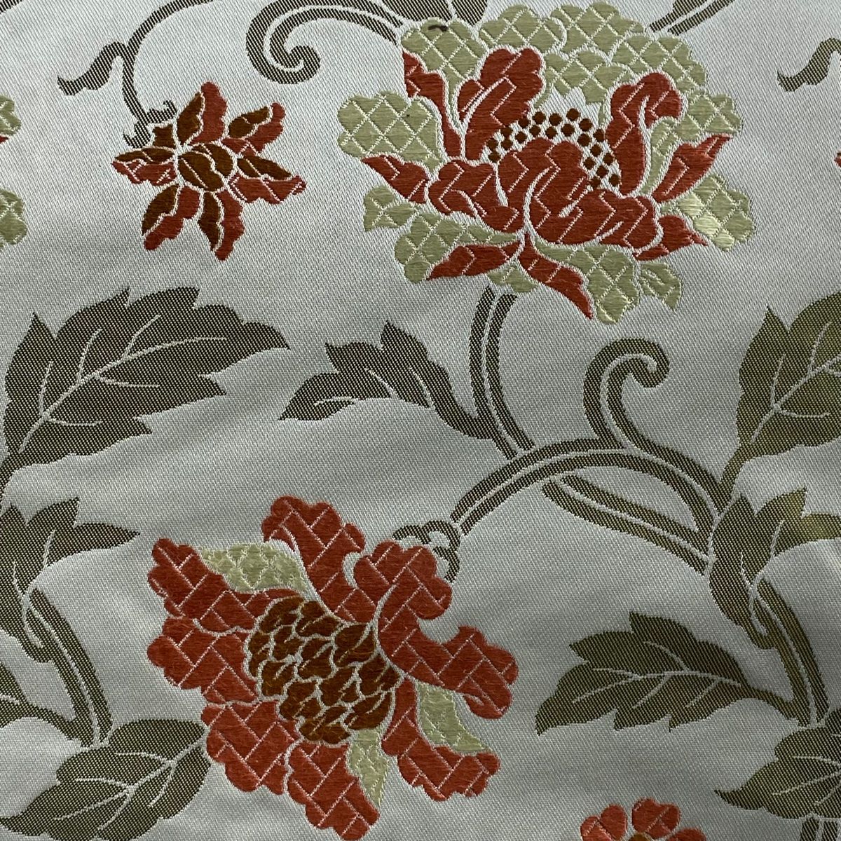 袋帯 美品 逸品 華文 向かい鳥 刺繍 箔 抹茶色 六通 正絹 【中古】