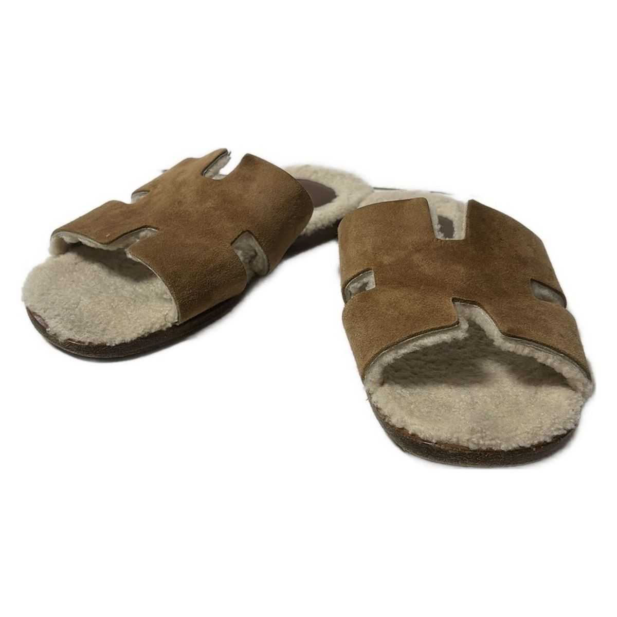 HERMES エルメス サンダル 41 レディース - ライトブラウン ムートン