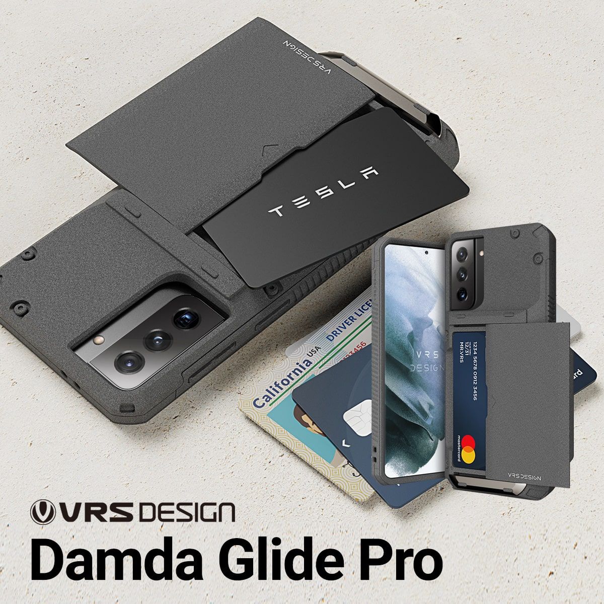 Samsung GalaxyS21+ 5G ケース カード 収納 3枚 衝撃吸収 スマホケース ハード カバー ギャラクシーS21+ S21 Plus SCG10 対応 VRS Damda Glide Pro