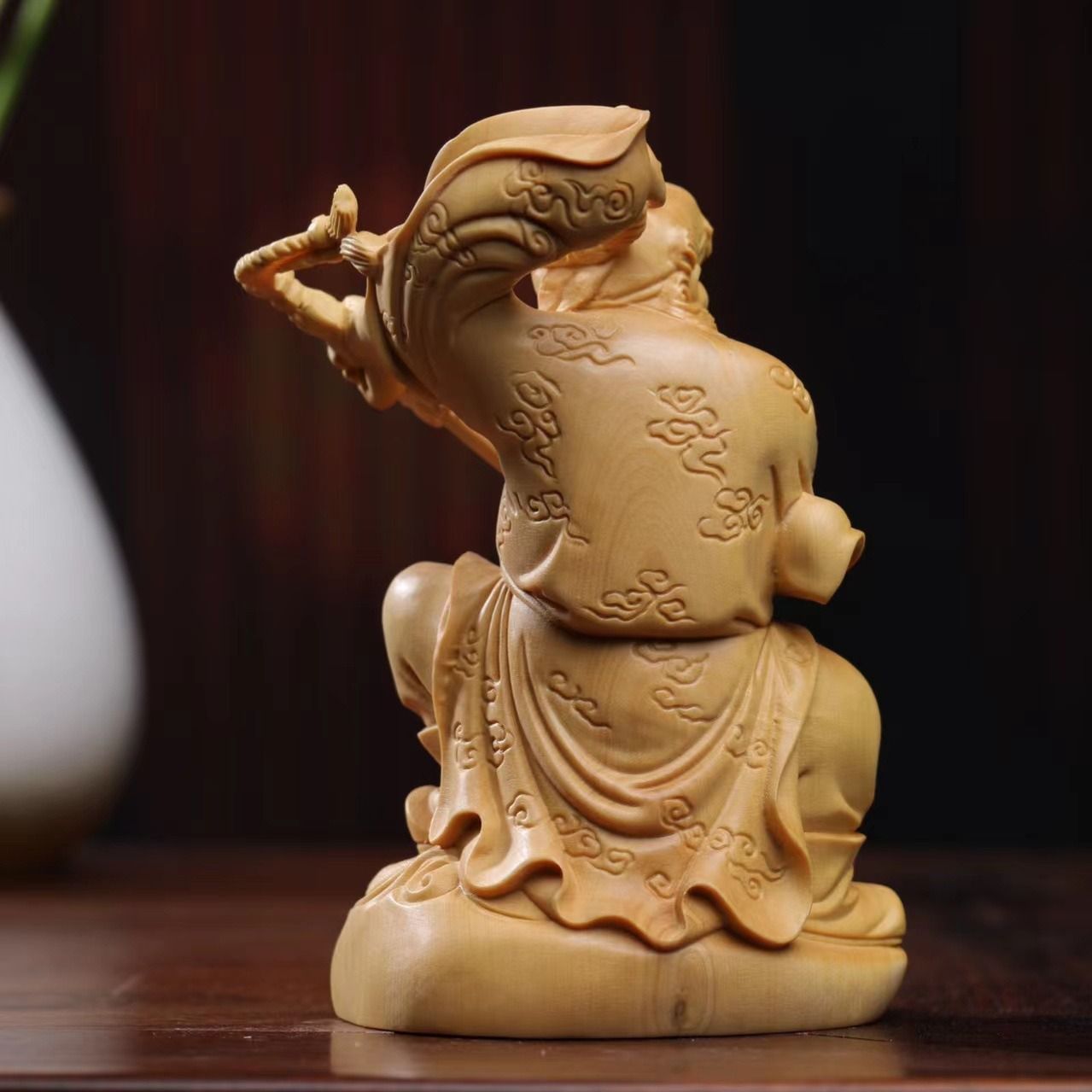 天然黄水晶　猿と桃の吉祥彫刻置物 大逸品 中古年代品 鍾馗 猿 サル 置物 オブジェ 木製 彫刻 開運 運気アップ