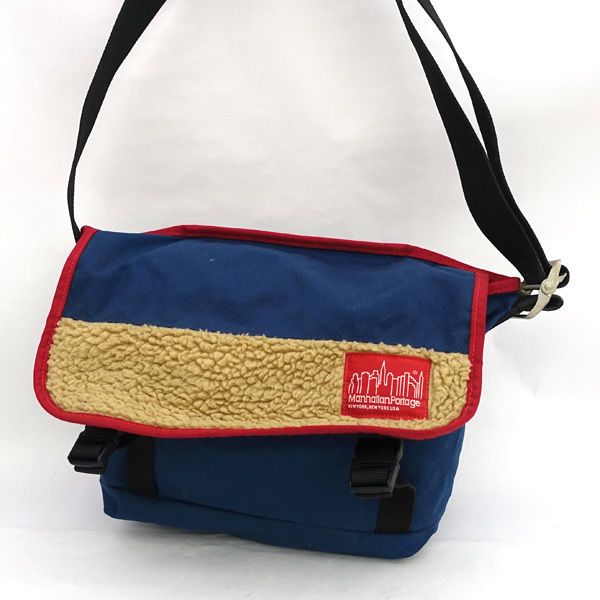 Manhattan Portage /　マンハッタンポーテージ メッセンジャーバッグ/ボア/ブルー×ベージュ 【バッグ/バック/BAG/鞄/カバン】 メンズファッション【中古】 