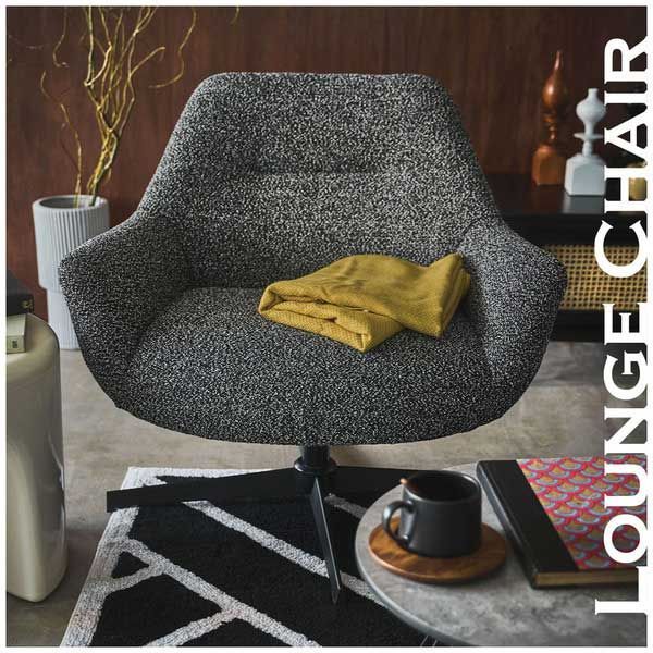 回転式ラウンジチェア クロスレザー No.185 W80×D75×H73.5×SH42cm ダークブラウン