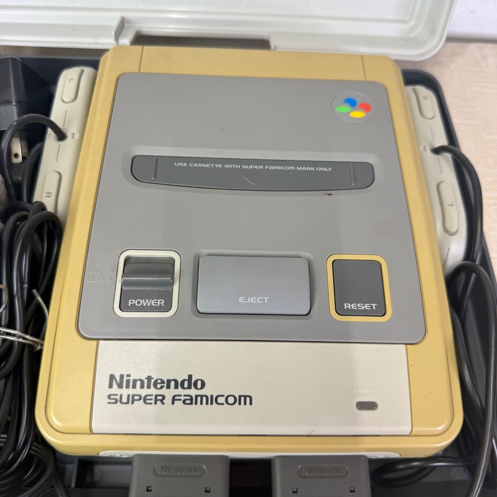 Nintendo スーパーファミコン 本体 コントローラー カセット 収納