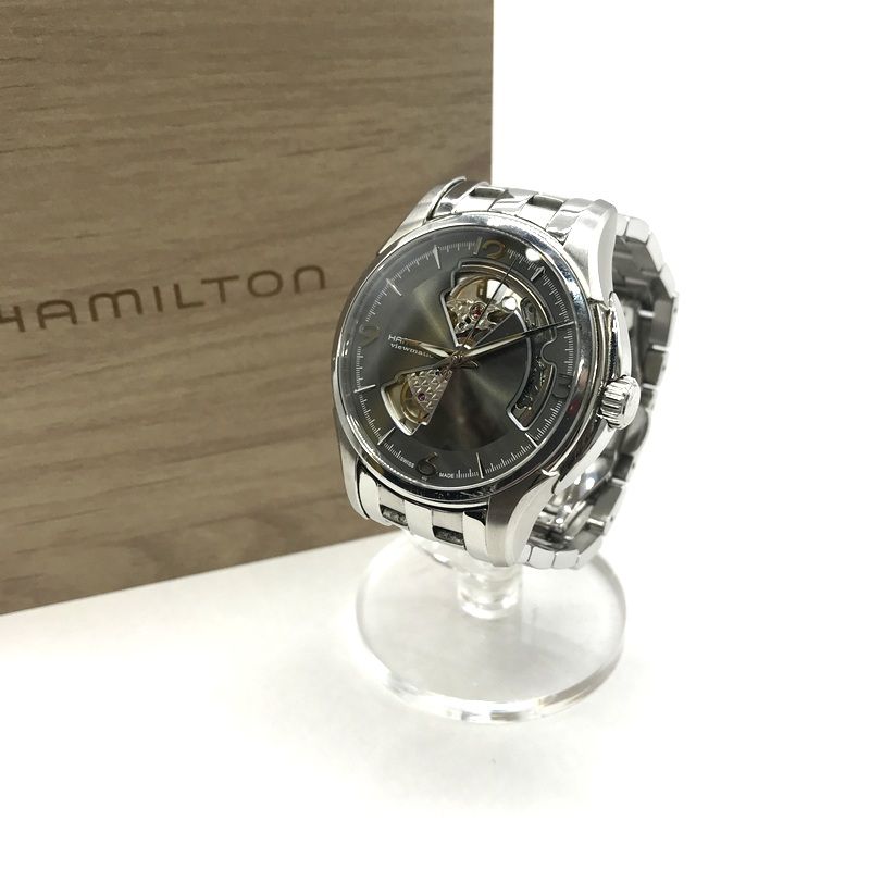 美品　ハミルトン　Hamilton H325651 自動巻き時計 ブラック HAMILTON 腕時計 ジャズマスター オープンハート H325651 箱付