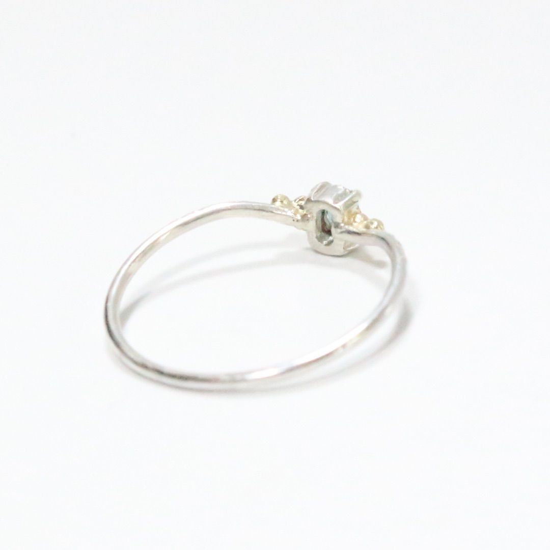 濃いめベキリーブルーグリーンガーネット細身K10粒々ミル打ちシルバーリング約11号 WWW_MORNINGWALKER_COM