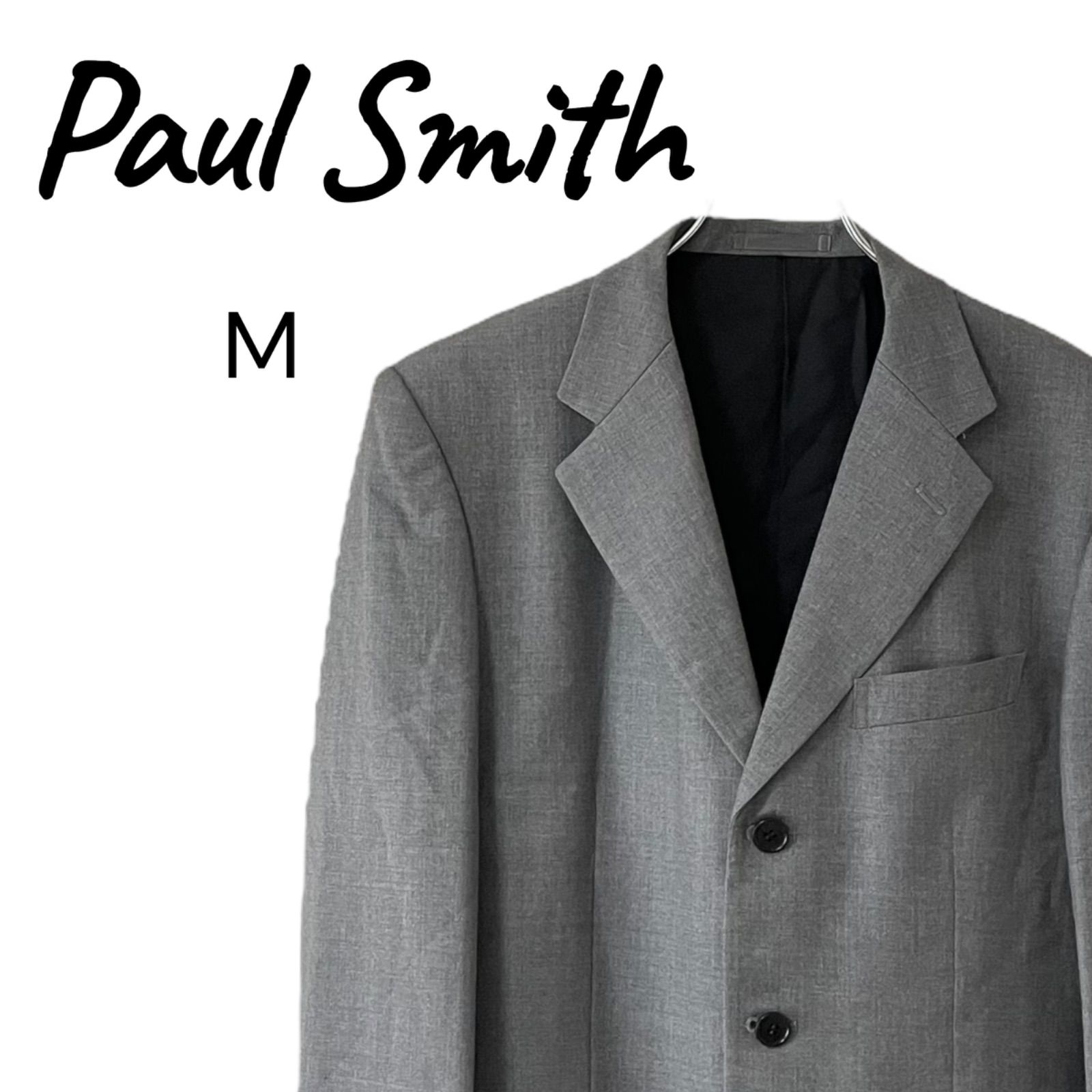 Paul Smith LONDON ポールスミス グレー テーラードジャケット SUPER100 S CANONICO生地 日本製 M メンズ ビジネス 素材 3つボタン PQ-D26417 0000521OC