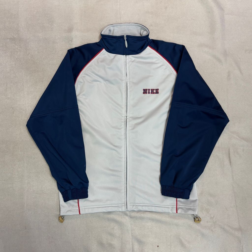80s NIKE 女神タグ トラックジャケット ジャージ グレー×ネイビー No.K090