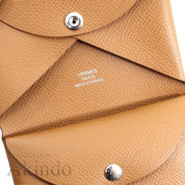 新品】エルメス カードケース コインケース 財布 カルヴィ デュオ 茶  