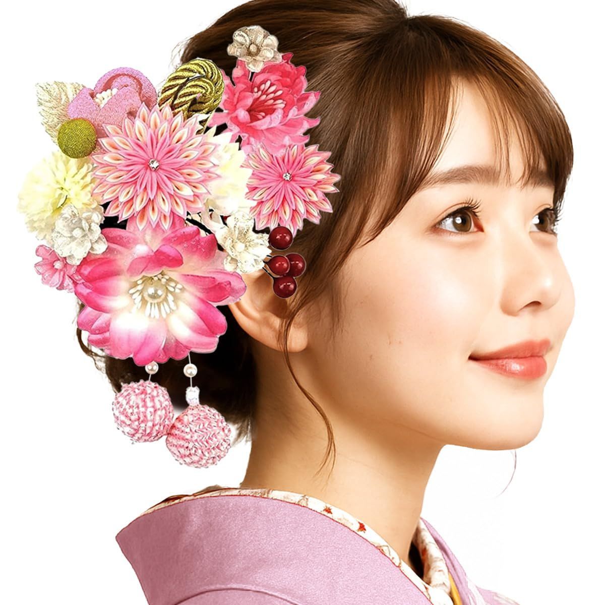 京都うさぎ堂 髪飾り３点セット 振袖 成人式 wk-224 ちりめん つまみ細工 花