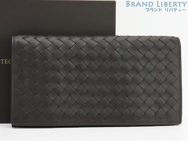 Bottega Veneta ボッテガヴェネタ イントレチャート レザー 二つ折り 長財布 156819 ブラック by