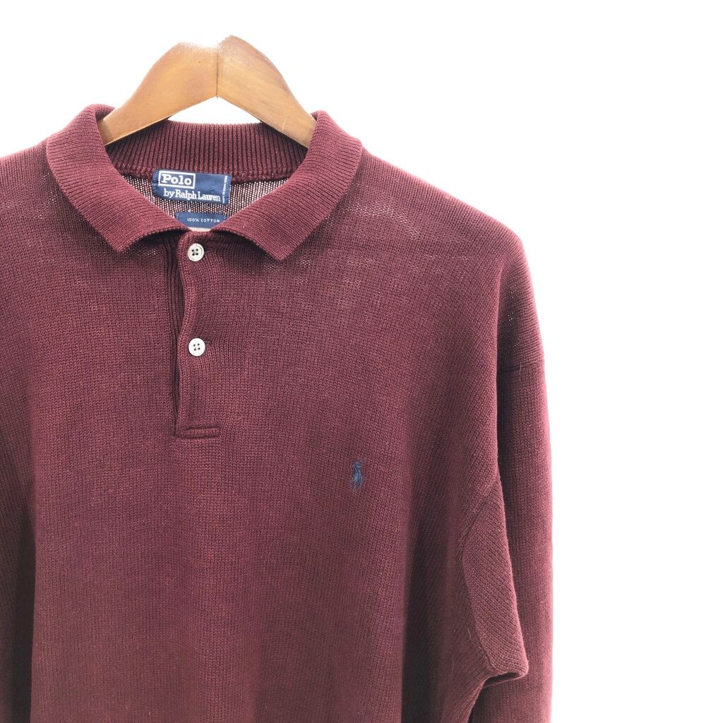 (古着)90s polo ralph lauren ニットポロ　短丈 90's Polo Ralph Lauren Cotton Knit Polo Shirt L / ポロ